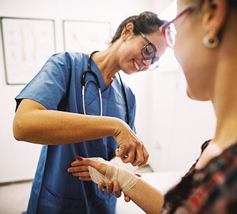 Nurse Bandaging Wrist