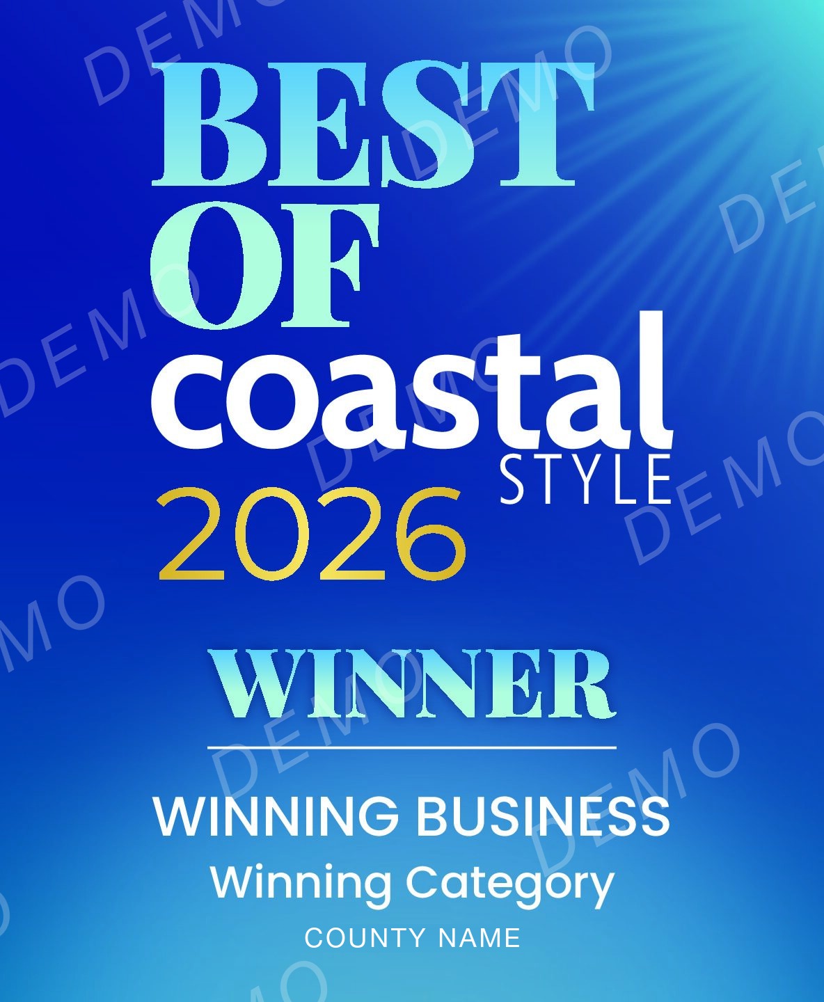 Best Of Coastal Style 2026 winner plaque