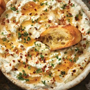 Whipped Feta and Ricotta  Dip with Hot Honey
